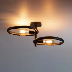 LifestyleFurn Plafondlampen|Plafondlamp Joelle Artic black finish, 2-lamps Artic zwart