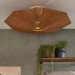 GOOD&MOJO Plafondlampen|Plafondlamp Panama Raffia, kleur Bruin