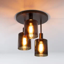 LifestyleFurn Plafondlampen|Plafondlamp Reema 3-lamps, kleur Sienna bruin