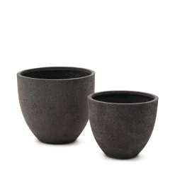 Kave Home Potten Voor Buiten|Plantenpot Serili Set van 2 stuks, kleur Donkergrijs Bruin