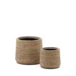 Kave Home Potten Voor Buiten|Potten & Manden|Plantenpot Sigal Handgevlochten Espartogras, Set van 2 stuks Naturel