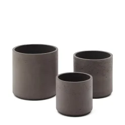 Kave Home Potten Voor Buiten|Plantenpot Sintina Set van 3 stuks, kleur Grijs Bruin