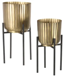 LABEL51 Potten & Manden|Plantenstandaard Plantin Set van 2 stuks, kleur Antiek goud