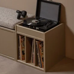 WOOOD Opbergkasten|Platenkast Turner 44 x 44cm, kleur Mud