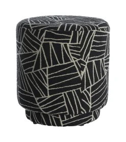 Light & Living Poefs & Hockers|Poef Davonte 40cm, kleur Zwart/Wit