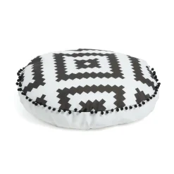 Kave Home Poefs & Hockers|Poef Ethnie 60cm, kleur Wit/Zwart