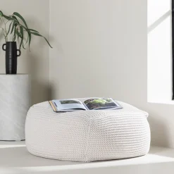 Nohr Poefs & Hockers|Poef Keyla Geweven, kleur Crème Cru00e8me