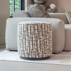Richmond Interiors Poefs & Hockers|Poef Lexie Geweven stof, 45cm