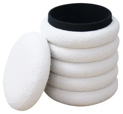 Artistiq Living Poefs & Hockers|Poef Lucine Met opbergruimte, Bouclé Wit