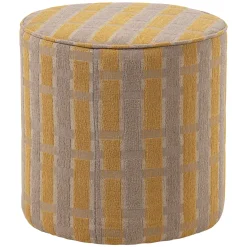 WOOOD Poefs & Hockers|Poef Sarli 46cm hoog, Chenille, kleur Taupe/Geel