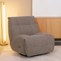 LABEL51 Fauteuil Stof / Textiel|Fauteuil Bouclé / Teddy|Relaxfauteuil Relax & Recharge Bouclé, elektrisch verstelbaar met accu