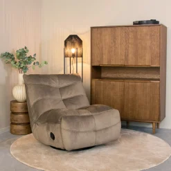 LABEL51 Fauteuil Stof / Textiel|Fauteuil Velvet / Fluweel|Relaxfauteuil Take It Easy Cosmo stof, kleur Taupe