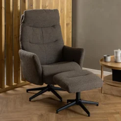 Bendt Fauteuil Stof / Textiel|Fauteuil Bouclé / Teddy|Relaxfauteuil Talisha Met voetenbank, Bouclé