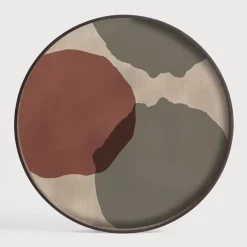 Ethnicraft Keukengerei|Rond Dienblad Overlapping Dots 61cm, kleur Rood