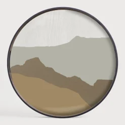 Ethnicraft Keukengerei|Rond Dienblad Wabi Sabi 48cm, kleur Zand