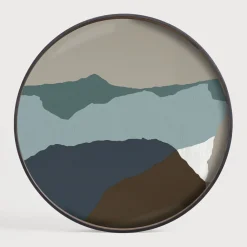 Ethnicraft Keukengerei|Rond Dienblad Wabi Sabi 92cm, kleur Graphite