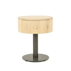 Eleonora Nachtkastjes|Nachtkastjes|Rond Nachtkastje Skye Eikenhout