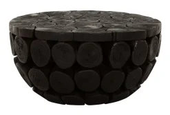 MUST Living Ronde Salontafel|Rond Salontafel Cone Teakhout, 62cm, kleur Zwart