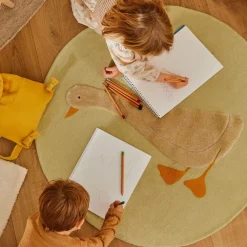 Kave Home Kinderkameraccessoires|Vloerkleden|Rond Vloerkleed Milu 100cm Groen