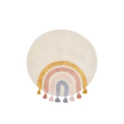 Kave Home Kinderkameraccessoires|Vloerkleden|Rond Vloerkleed Tadea Regenboog, 100cm Meerkleurig