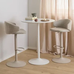 Bendt Bartafels|Ronde Bartafel Tempest Keramiek met marmerprint, 80cm, kleur Wit