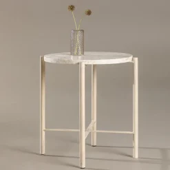Nohr Ronde Bijzettafel|Ronde Bijzettafel Arnita Mactan steen, 40cm Beige