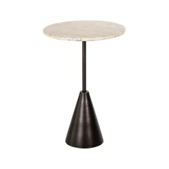 Richmond Interiors Ronde Bijzettafel|Ronde Bijzettafel Avalon Travertin, 39cm, kleur Brons