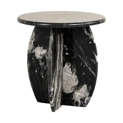 Richmond Interiors Zwarte Bijzettafel|Ronde Bijzettafel|Ronde Bijzettafel Bancroft Marmer, 50cm Zwart