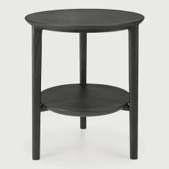 Ethnicraft Zwarte Bijzettafel|Ronde Bijzettafel|Ronde Bijzettafel Bok Eikenhout, 43cm