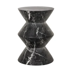 Richmond Interiors Zwarte Bijzettafel|Ronde Bijzettafel|Ronde Bijzettafel Bosco Faux marmer, 40cm Zwart