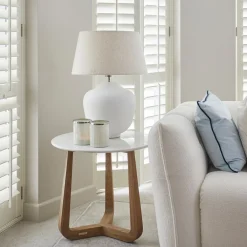 Rivièra Maison Ronde Bijzettafel|Ronde Bijzettafel Casone Marmer en eikenhout, 60cm