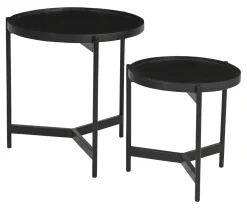 Artistiq Living Bijzettafels Set|Ronde Bijzettafel|Ronde Bijzettafel Davona Mangohout, Set van 2 stuks