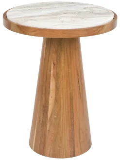 ZILT Ronde Bijzettafel|Ronde Bijzettafel Dejuan Marmer en acaciahout, 40cm