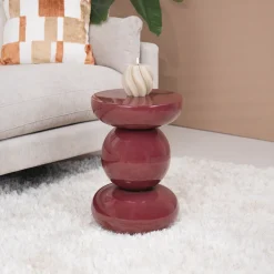 Brix Ronde Bijzettafel|Ronde Bijzettafel Dex 33cm, kleur Maroon