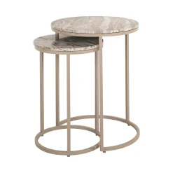 Richmond Interiors Bijzettafels Set|Ronde Bijzettafel|Ronde Bijzettafel Fairfax Marmer, Set van 2 stuks Stone