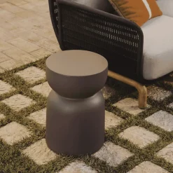 Kave Home Loungetafels & Bijzettafels|Ronde Bijzettafel Garbet Cement, 32cm, kleur Bruin