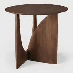 Ethnicraft Zwarte Bijzettafel|Ronde Bijzettafel|Ronde Bijzettafel Geometric Gevernist Hout, 51cm