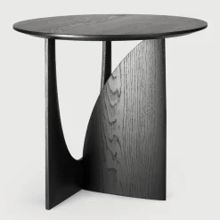 Ethnicraft Zwarte Bijzettafel|Ronde Bijzettafel|Ronde Bijzettafel Geometric Gevernist Hout, 51cm