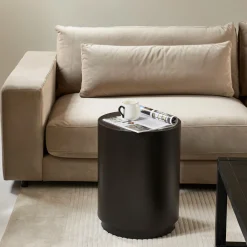 Rivièra Maison Zwarte Bijzettafel|Ronde Bijzettafel|Ronde Bijzettafel Hollywood Hills Mangohout, 41cm Black