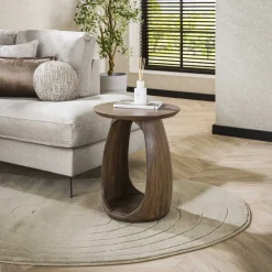 LifestyleFurn Ronde Bijzettafel|Ronde Bijzettafel Jabril Acaciahout Massief acacia glaze brown