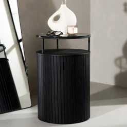 Nohr Zwarte Bijzettafel|Ronde Bijzettafel|Ronde Bijzettafel Jilliam Glas, 37cm Zwart