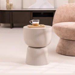 Brix Ronde Bijzettafel|Ronde Bijzettafel Kian 35cm, kleur Off White