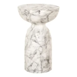 Richmond Interiors Ronde Bijzettafel|Ronde Bijzettafel Kita Faux marmer, 34cm Wit