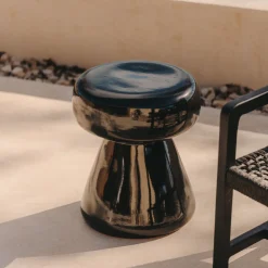 Kave Home Loungetafels & Bijzettafels|Zwarte Bijzettafel|Ronde Bijzettafel Manya Keramiek, 38cm, kleur Zwart