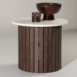 Nohr Ronde Bijzettafel|Ronde Bijzettafel Marica 52cm, kleur /Bruin Beige