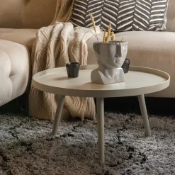 WOOOD Ronde Bijzettafel|Ronde Salontafel|Ronde Bijzettafel Mesa Ø60cm, kleur Zand Beige