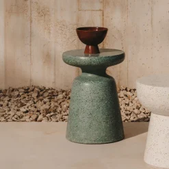 Kave Home Loungetafels & Bijzettafels|Ronde Bijzettafel|Ronde Bijzettafel Mesquida Terrazzo, 39cm, kleur Groen