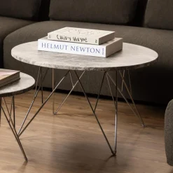 Bendt Ronde Bijzettafel|Ronde Bijzettafel Nadia Marmer, kleur Grijs/ Bruin