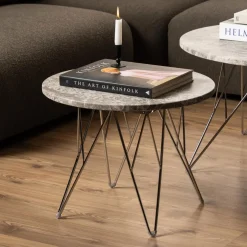 Bendt Ronde Bijzettafel|Ronde Bijzettafel Nadia Marmer, kleur Grijs/ Bruin