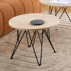 Bendt Ronde Bijzettafel|Ronde Bijzettafel Nadia Marmer, 55cm Beige